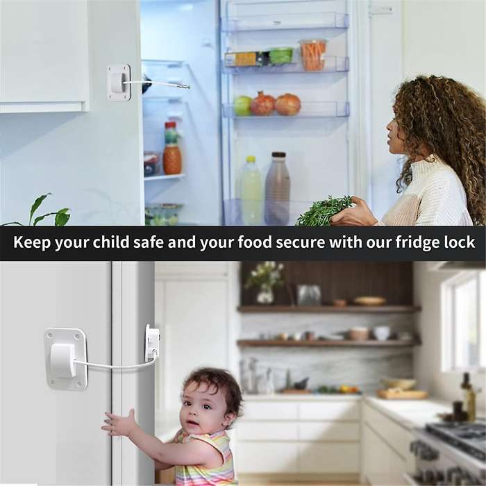 Fridge Lock 4-Digit Combination Lock for Refrigerators, Freezers and Cabinets, No-Drill Installation