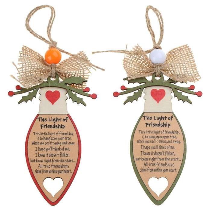 Friend Plaques the Light of Friendship Wooden Birthday Gift Home Decor for Christmas Tree Decoration