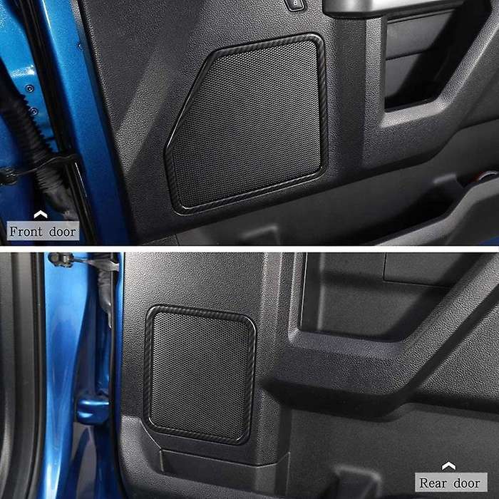 Front & Rear Door Speaker Trim Cover for 2015 2016 2017 2018 2019 2020 Carbon Fiber Grain
