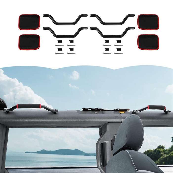 Front & Rear Top Grab Handles Grab Bar Kit for 2021 2022 2023 4 Door Interior Accessories