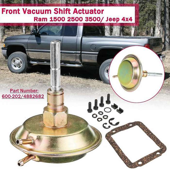 Front Axle 4WD Vacuum Actuator Shift Kit for 91-95 90-02 Ram 1500 2500 3500 600202 4506116 Pickup Tr