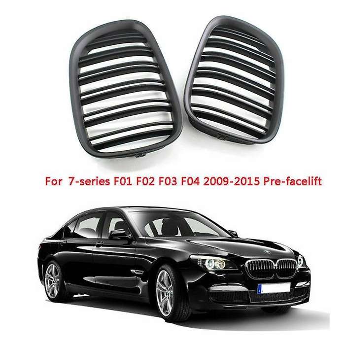 Front Bumper Grill Double Slat Grille for F01 F02 7-SERIES 730D 740I 750I 09-15(Matte Black)