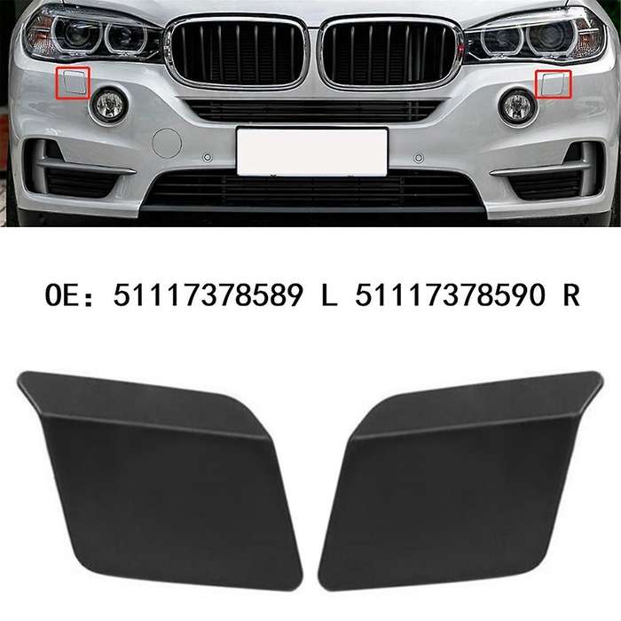 Front Bumper Headlight Washer Nozzle Cover Cap 51117378589 51117378590 for X5 F15 F85 X5 25D 25DX 20