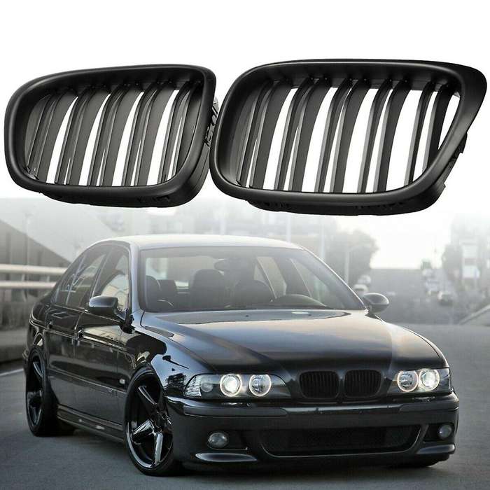 Front Bumper Kidney Grill Replacement Dual Slat Grilles for BMW E39 5 Series 525 528 1995-2004 Matt