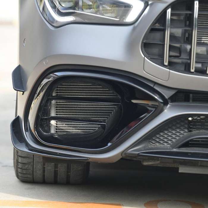 Front Bumper Spoiler for CLA45 C118 2020 2021 Glossy Black Bumper Spoilers Fog Lights Decorative Co