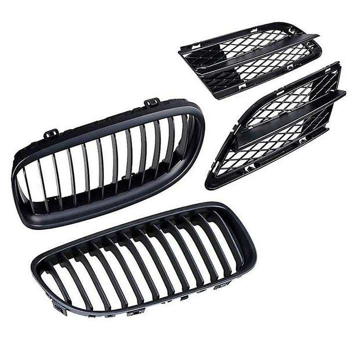 Front Center Kidney Grilles Grill and Fog Lamp Lower Bumper Mesh Grille for 2009-2011 E90 E91