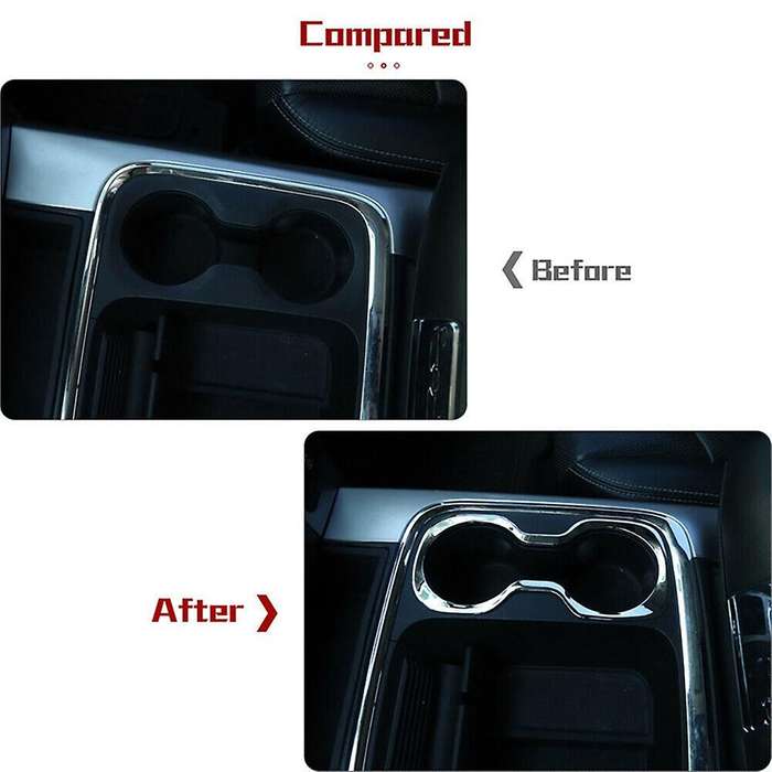 Front Cup Holder Cover Decor Ring Trim ABS for Ram 1500 2010 2011 2012 2013 2014 2015 2016 2017 (Chr