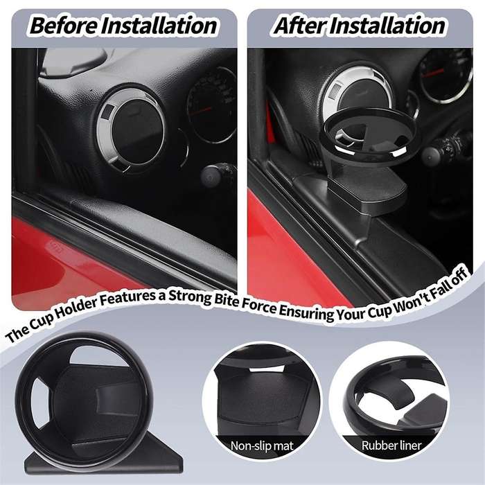 Front Door Cup Holder for Wrangler JK 2011-2017 Accessories, Side Door Mounted Drink Holders ,Left