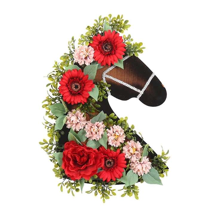 Front Door Wreath Eye Catching Horse Head Shaped Artificial Wreath Holiday Home Party Supplies Decor