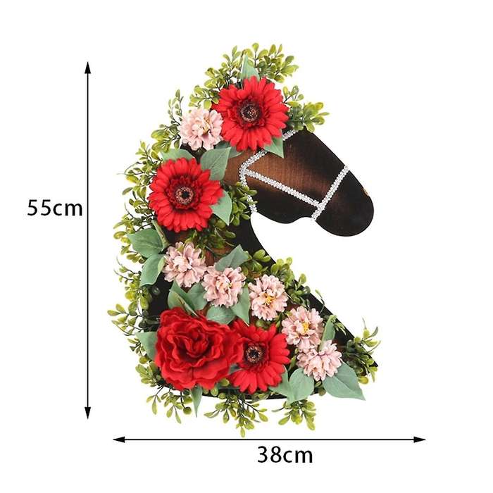 Front Door Wreath Eye Catching Horse Head Shaped Artificial Wreath Holiday Home Party Supplies Decor