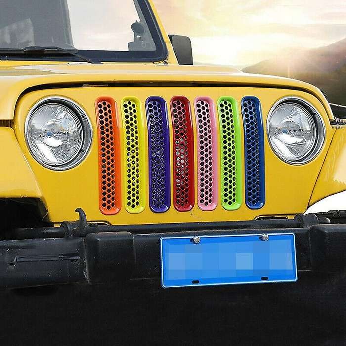 Front Grill Honeycomb Mesh Inserts Clip-in Grille Guard for Wrangler TJ & Unlimited 1997-2006 Colorf