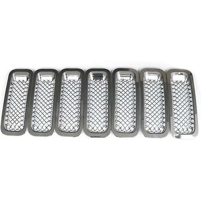 Front Grille Grill Mesh Grille Insert Kit + Angry Eye Style Headlight Lamp Cover Trim for Patriot 20