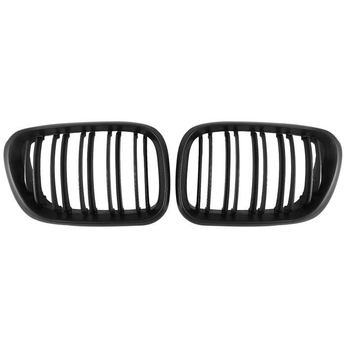 Front Grille Double Line Left Right Matte Black Kidney Grille Grill 51138250052 51138250051 for- X5