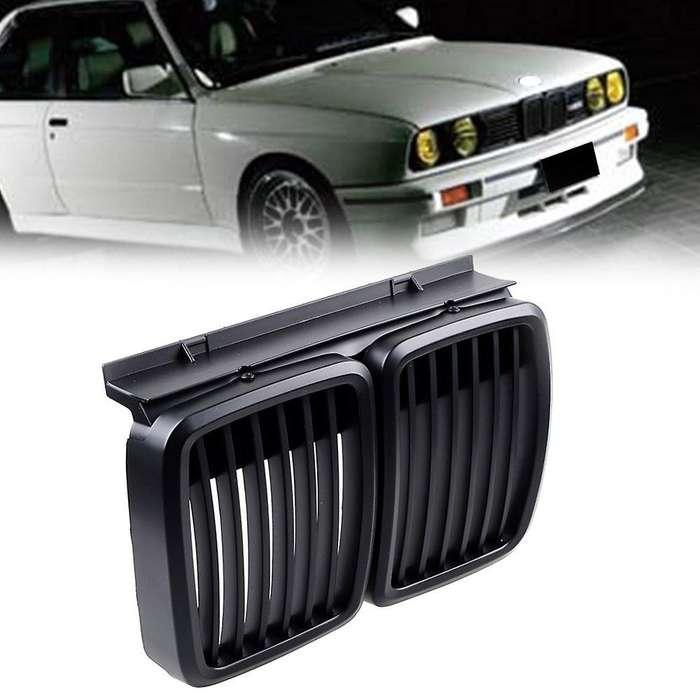 Front Grille Replacement for E30 3-Series Front Hood Bumper Grill Matte Black 1982-1994
