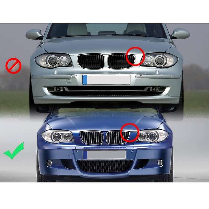 Front Kidney Double Line Grille Sport Grill Replacement for  E81 E87 E88 1 Series 2004-2007 GLOSS BL