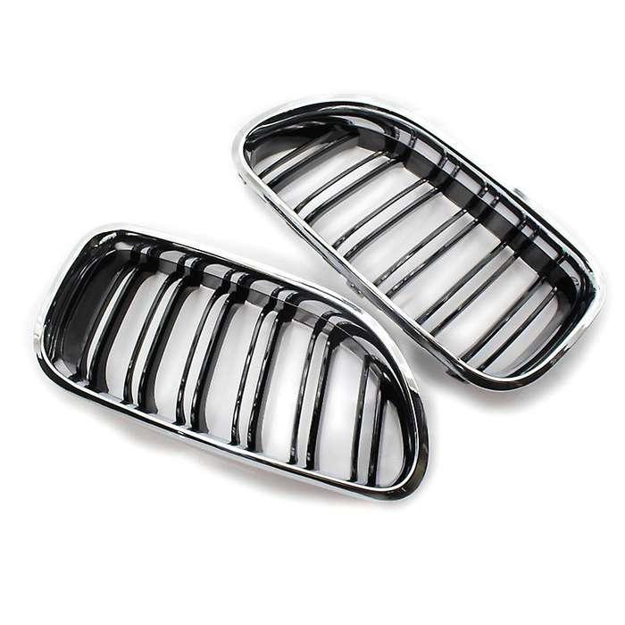 Front Kidney Double Line Grille Sport Grill Replacement for  6 Series F06 F12 F13 Chrome+Black