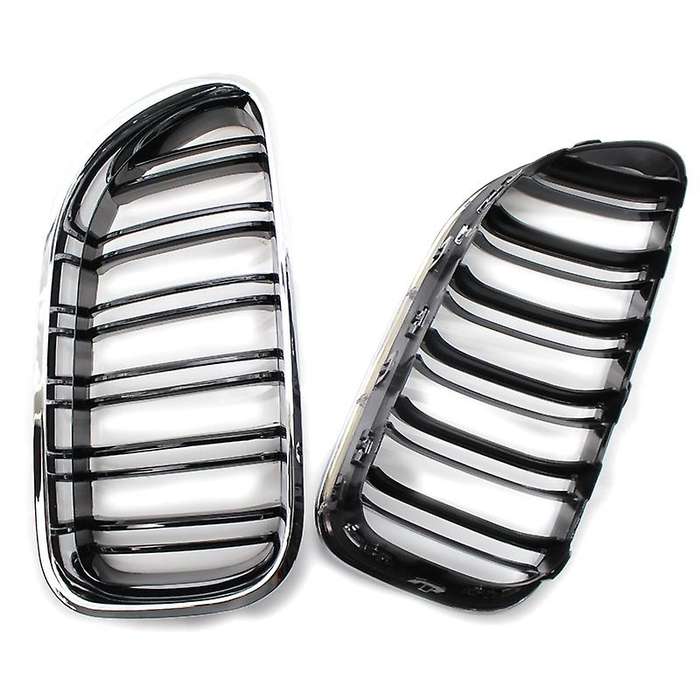 Front Kidney Double Line Grille Sport Grill Replacement for  6 Series F06 F12 F13 Chrome+Black