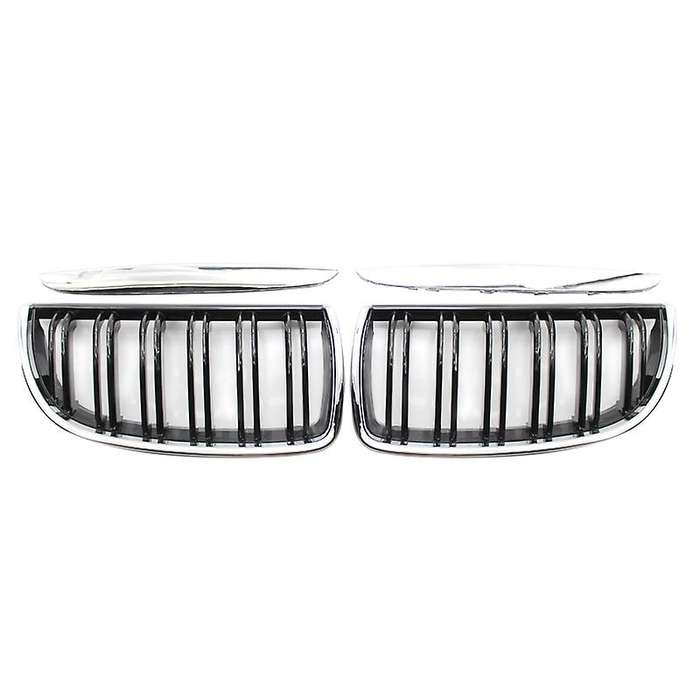 Front Kidney Double Line Grille Sport Grill Replacement for 3 Series E90 E91 Sedan 2005-2008 Chrome