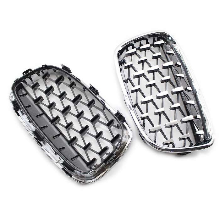 Front Kidney Grill, Front Hood Diamond Grille Meteor Grill for 1 Series F20 2011-2014 Chrome
