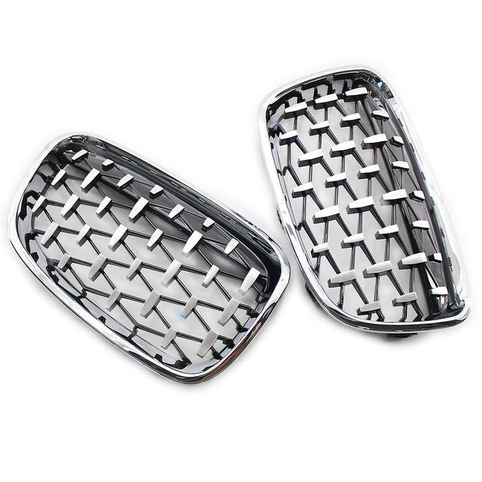 Front Kidney Grill, Front Hood Diamond Grille Meteor Grill for 1 Series F20 2011-2014 Chrome