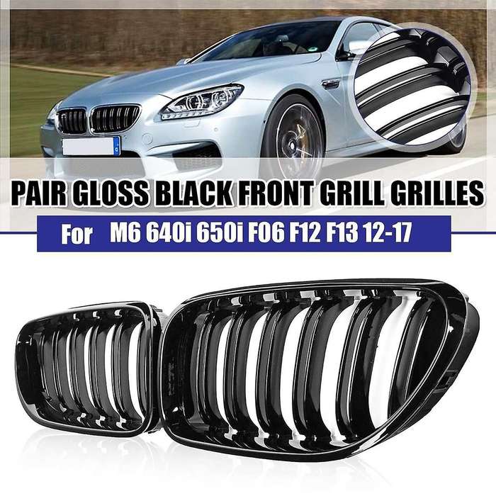 Front Kidney Double Line Grille Sport Grill Replacement for  6 Series F06 F12 F13 Gloss Black