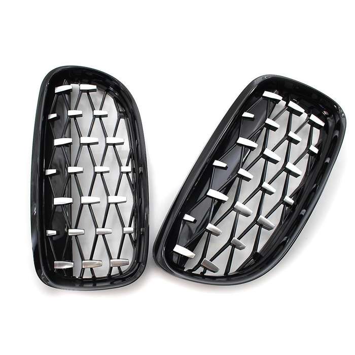 Front Kidney Grill, Front Hood Diamond Grille Meteor Grill for 3 Series E90 E91 2009-2012 Gloss Blac