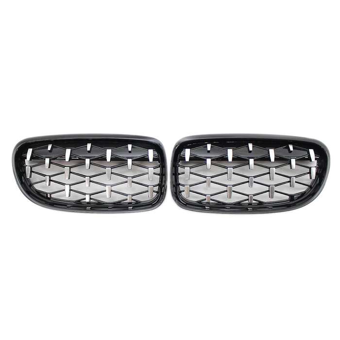 Front Kidney Grill, Front Hood Diamond Grille Meteor Grill for 3 Series E90 E91 2009-2012 Gloss Blac