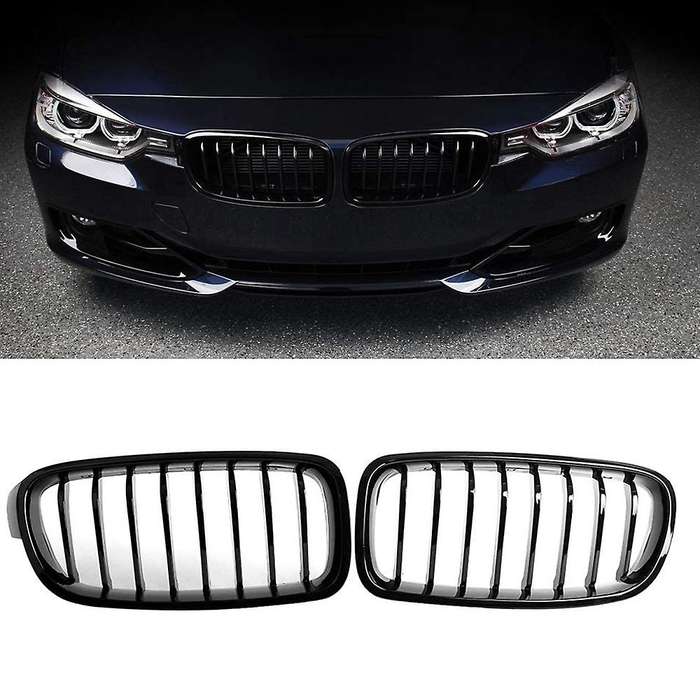 Front Kidney Grille for bmw 3 Series F30 F31 F35 2012-2018 (single Slat Gloss Black Grill, 2-pc Set