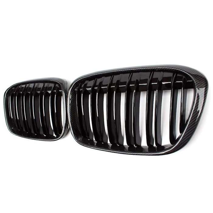 Front Kidney Grille Gloss Black Carbon Fiber Double Line Grill for X1 Series F48 F49 2016-2019