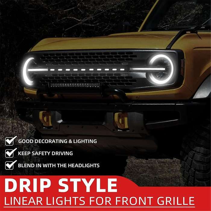 Front Led Grille Light Strip for 2021 2022 2023 Accessories, Drip Style Hood Grille Led Dynamic Lig