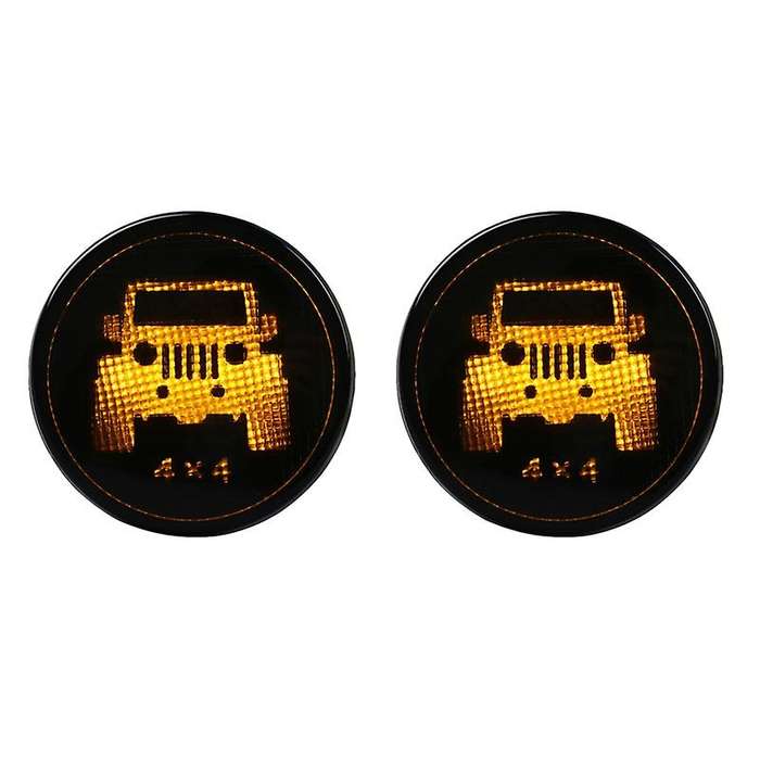 Front LED Turn Signal Light Front Grill Turn Signal LED Front Blinker -Smoke Lens for Wrangler JK 07