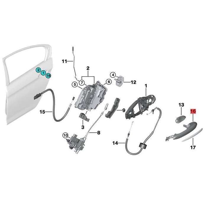 Front Left Car Exterior Door Handle Comfort Access Smart Key 51219491471 for 5 Series G30 G31 G38 G