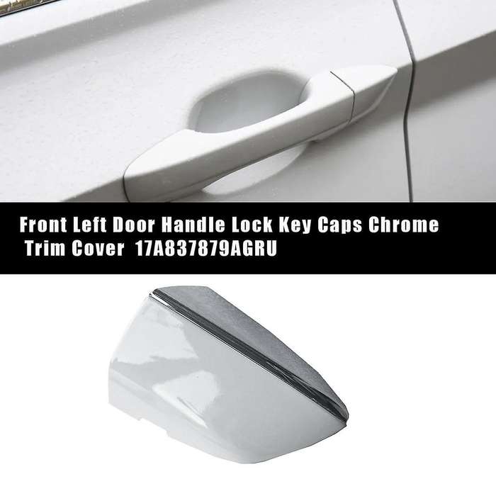 Front Left Door Handle Lock Key Cap Chrome 17A837879AGRU for MK7 2018-2024 Outside Handle Trim Cover