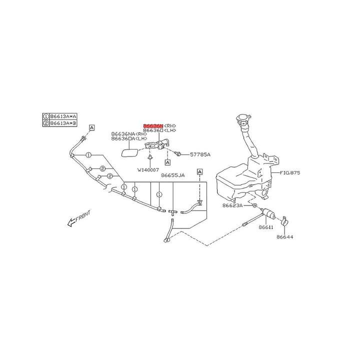 Front Left Headlight Water Spray Nozzle 86636-CA241 for BRZ 2015-2019 Head Light Washer Nozzle Actua