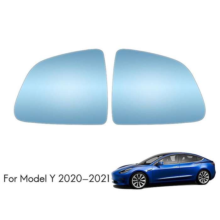Front Left Right Anti-Fog Rear View Mirror Lens Glass for Model Y 2021 Rearview Mirror Blue