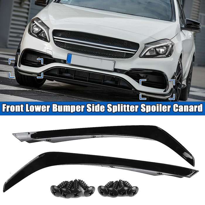 Front Lower Bumper Side Splitter Spoiler Canard for W176 A-Class A180 A200 A220 A250 AMG A45 2016-20