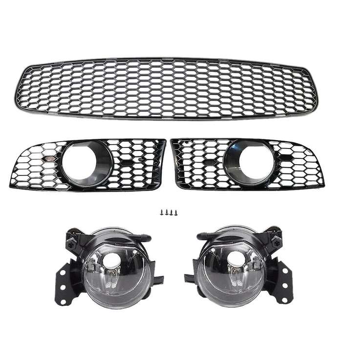 Front Lower Bumper Grille Fog Light Grill + Fog Lamp Kit for 3-Series E90 E92 E93 2009-2011