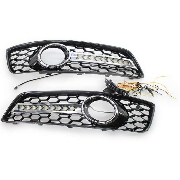 Front Lower Bumper Fog Light Lamp Grill with LED DRL 1 Pair for  A3 8P 2009-2013