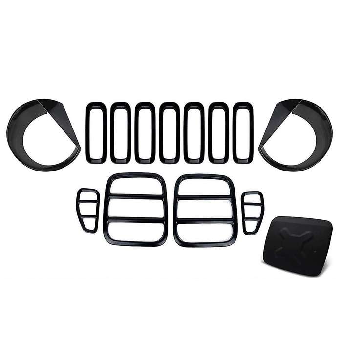 Front Mesh Grilles & Headlight and Taillight Covers & Door Fuel Filler Cap for 2016-2020 Exterior Tr