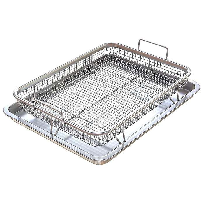 Fryer Basket for Oven,Stainless Steel Crisper Tray and Pan, Deluxe Fry in Your Oven, 2-Piece Set