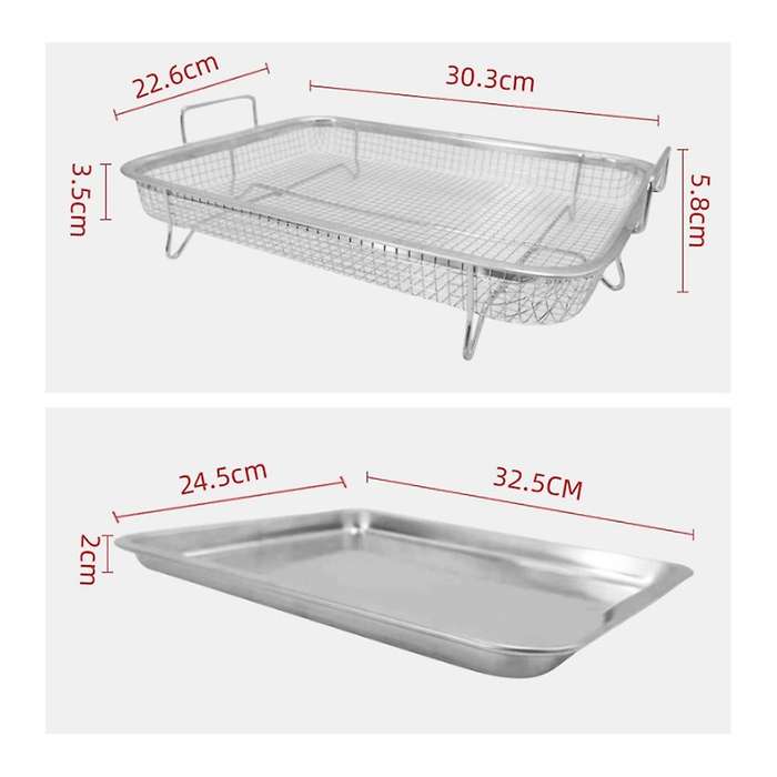 Fryer Basket for Oven,Stainless Steel Crisper Tray and Pan, Deluxe Fry in Your Oven, 2-Piece Set