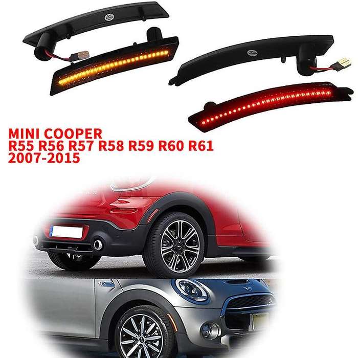 Full LED Side Marker Light Front Rear Kits for 2005-2016 R55 R56 R57 R58 R59 R60 R61 Amber/Red Smoke