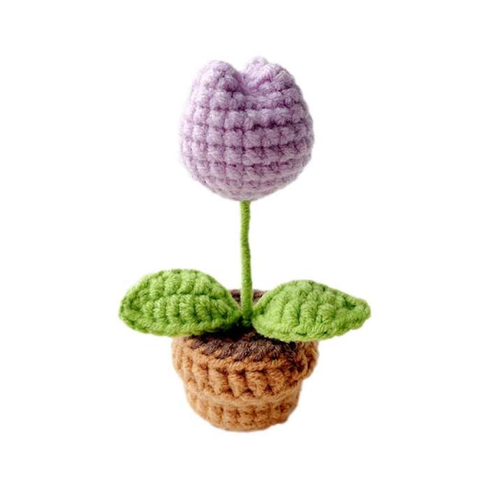 G Hand-Knitted Flowers Potted Crochet Artificial Plants Finished Woven Gift