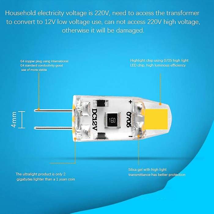 G4 LED Bulb 12V DC Dimmable COB LED G4 Bulb 1.5W 360 Beam to Replace 15W Halogen Lamp (Warm White)