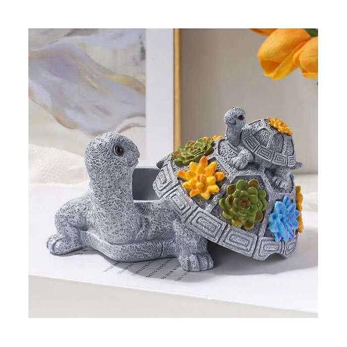 Garden Decoration with Succulent Plant Resin Succulent Turtle Ashtray with Cover Living Room Table D