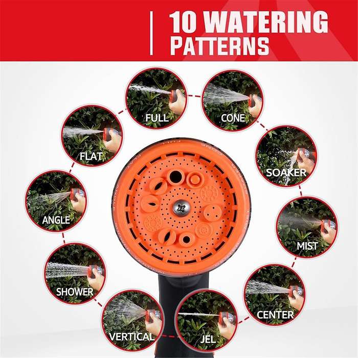 Garden Hose Nozzle, Water Hose Nozzle with Thumb Control On Off Valve, Heavy Duty 10 Adjustable Spra