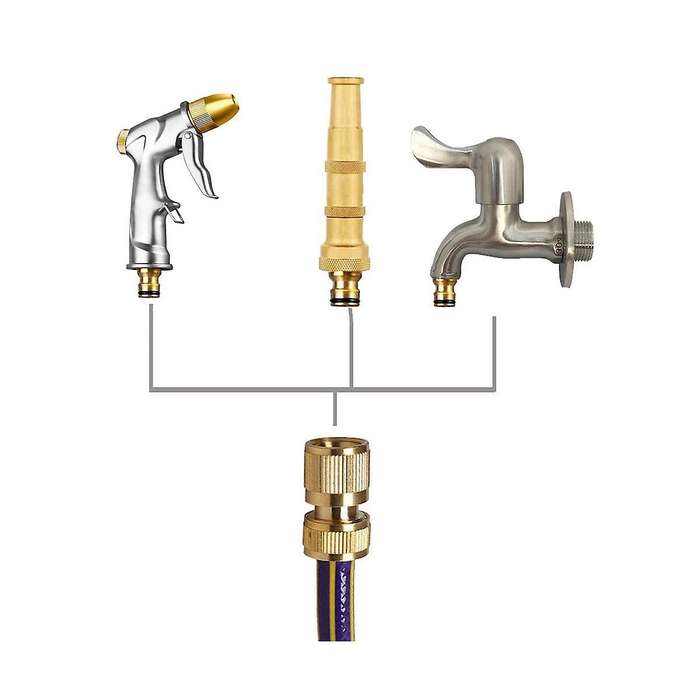 Garden Hose Quick Connectors Solid Brass 3/4 Inch Ght Thread Easy Connect Fittings No-leak Water Ho