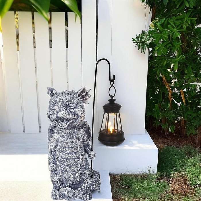 Garden Statue Dinosaur Outdoor Decor, Solar Patio Garden Sculptures & Statues, Resin Garden Decor G