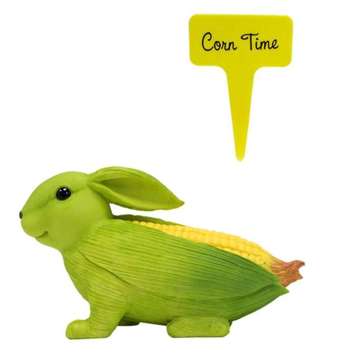 Garden Statues, Corn Rabbit Shape Garden Decor Outdoor Ornament for Outside, Garden Figurines Decor