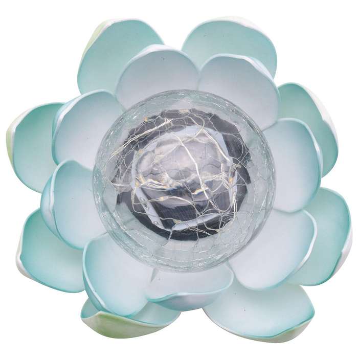 Garden Solar Light Blue Lotus Flower Light for Garden Decoration Waterproof Solar Cracked Glass Bal